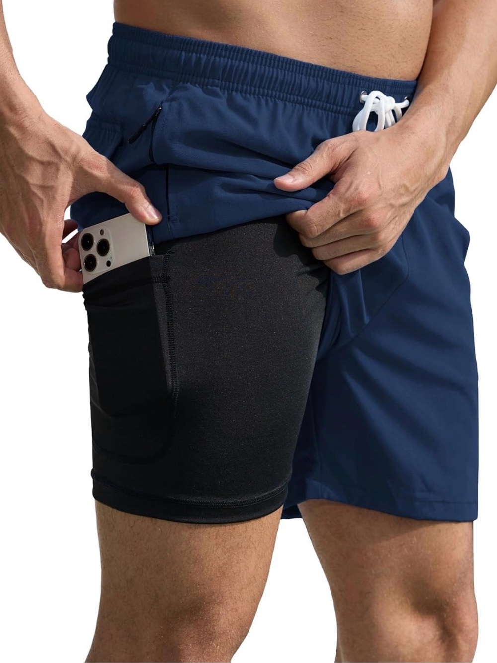 141 Scotamalone Mens 2 in 1 Quick Dry Swim Trunks with Zipper Pockets - Size: S